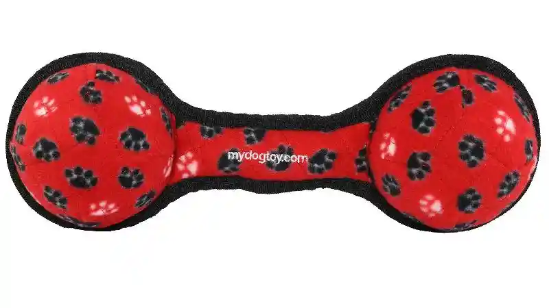 Tuffy Jr 2 Ball Tug Paw Red