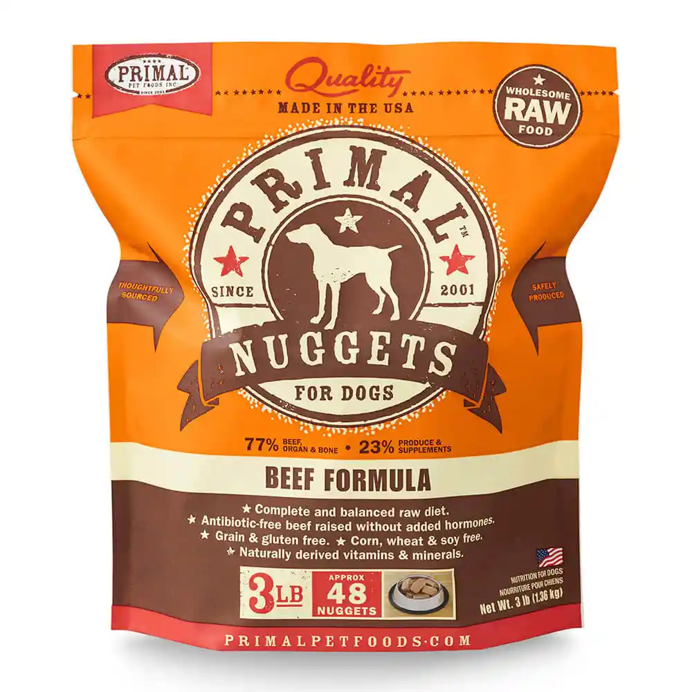 Primal Raw Frozen Canine Beef Formula Nuggets Dog Food - 3lb