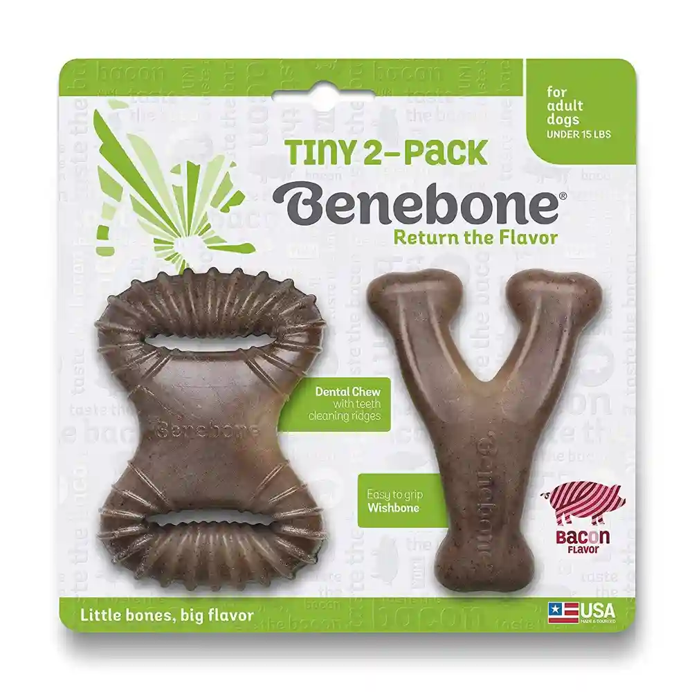 Benebone Tiny Bacon Flavor Dog Chew Toy, 2-ct