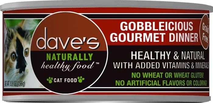 Dave's Naturally Healthy Grain Free Gobbleicious Gourmet Dinner Canned Cat Food 5.5-oz