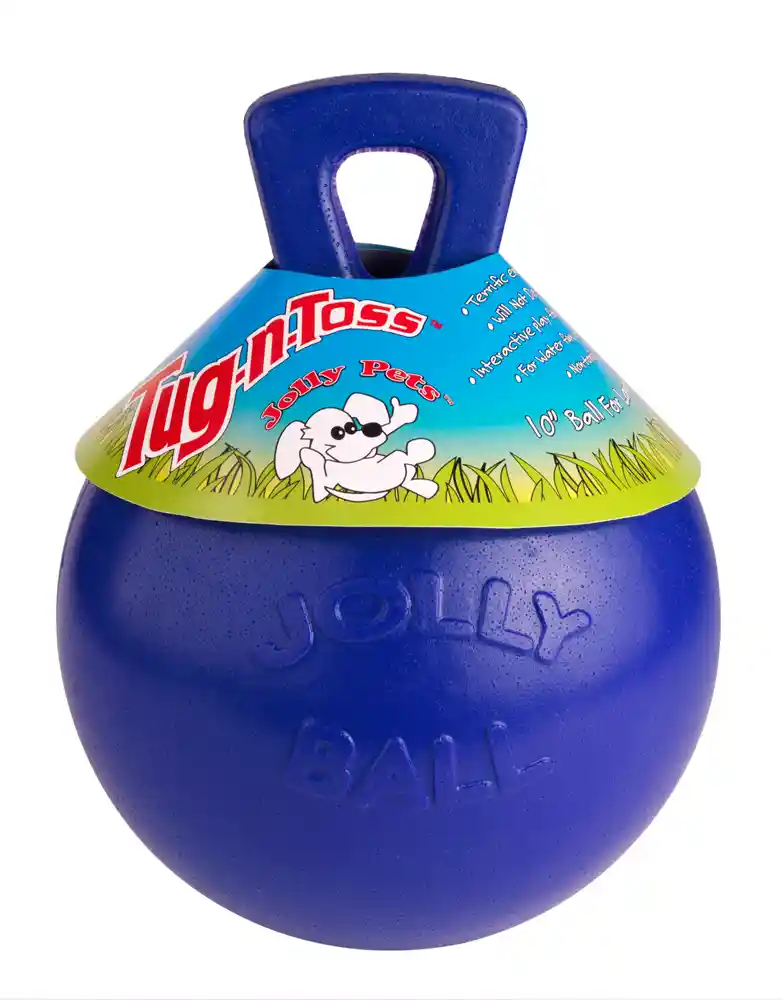 Jolly Pets Tug N Toss Ball Blue 8"