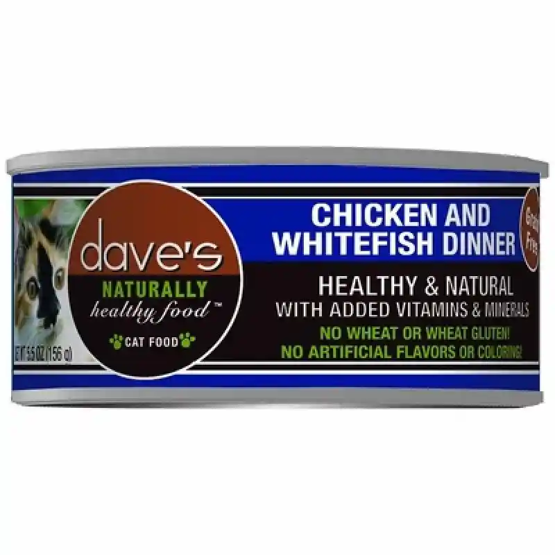Dave's Cat Food Naturally Healthy Grain-free Chicken & Whitefish Dinner Canned Cat Food 5.5-oz