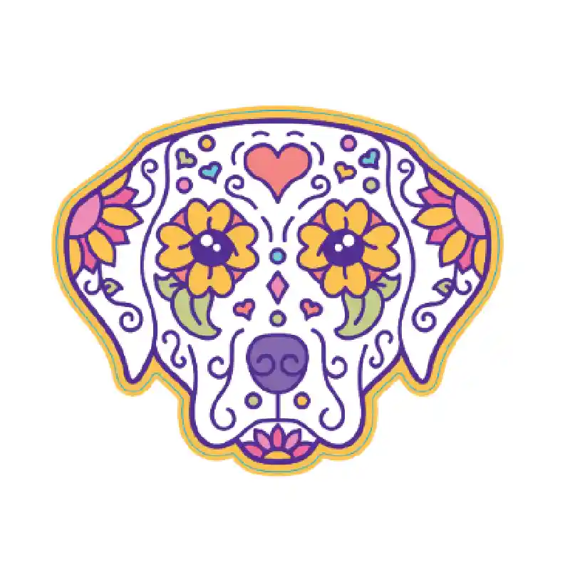 Dog Sugar Skull Sticker Small