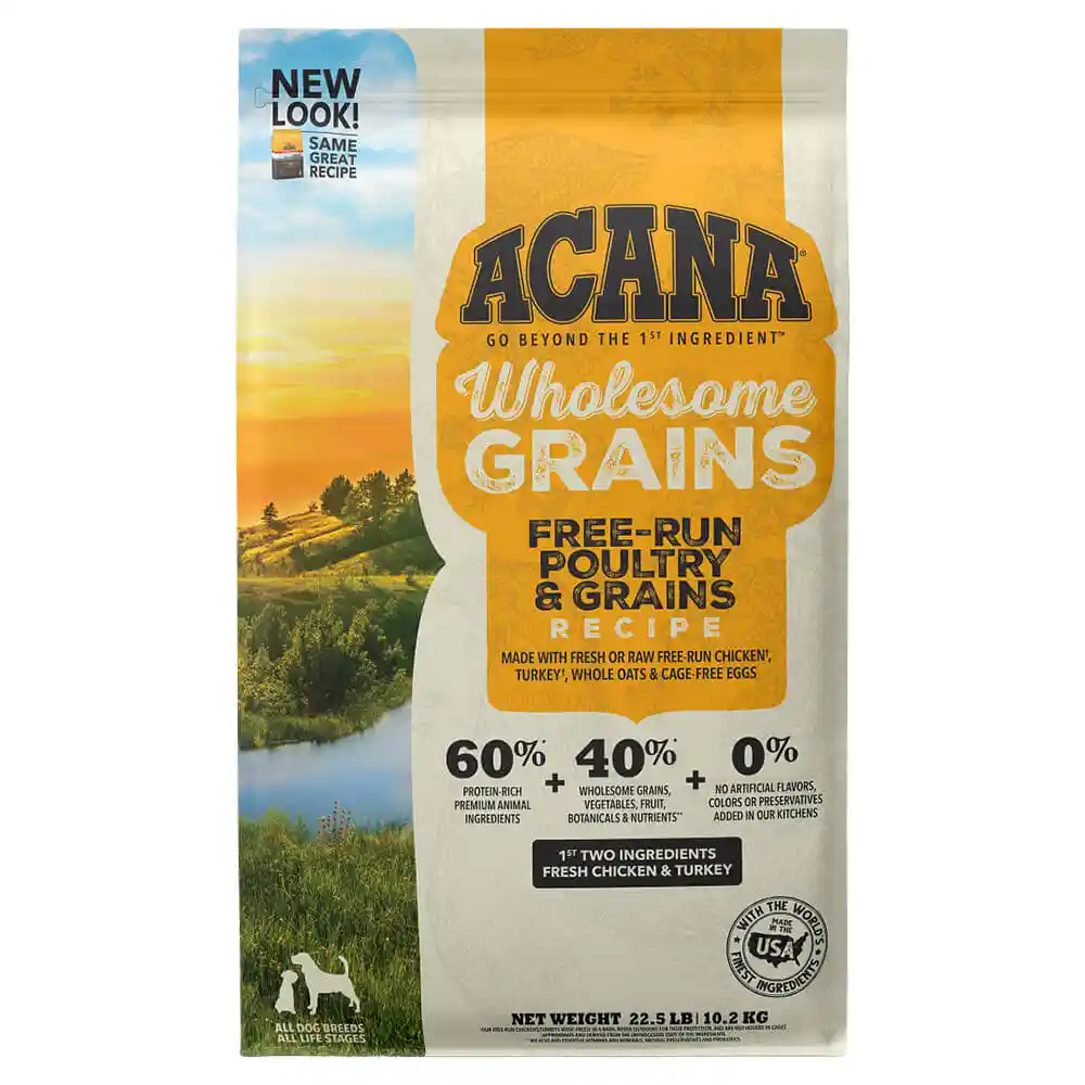 Acana Wholesome Grains Free-run Poultry & Grains Dry Dog Food 22.5-lb