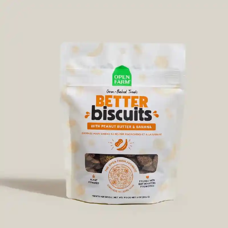 Open Farm Dog Better Biscuits Peanut Butter Banana Treat 8oz