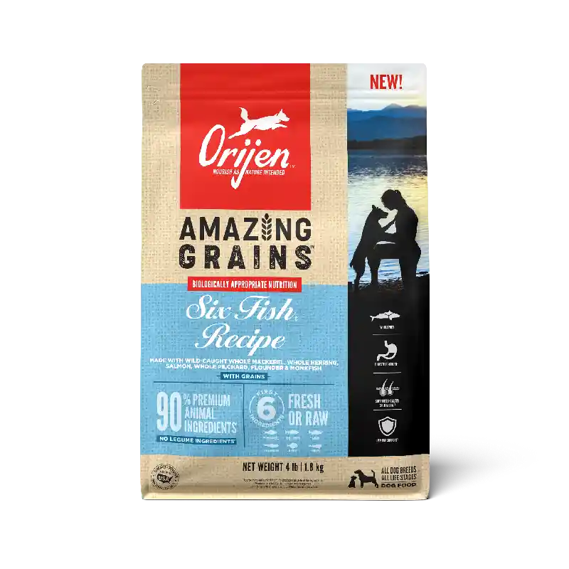 Orijen Amazing Grains Dog Food Six Fish 4-lb