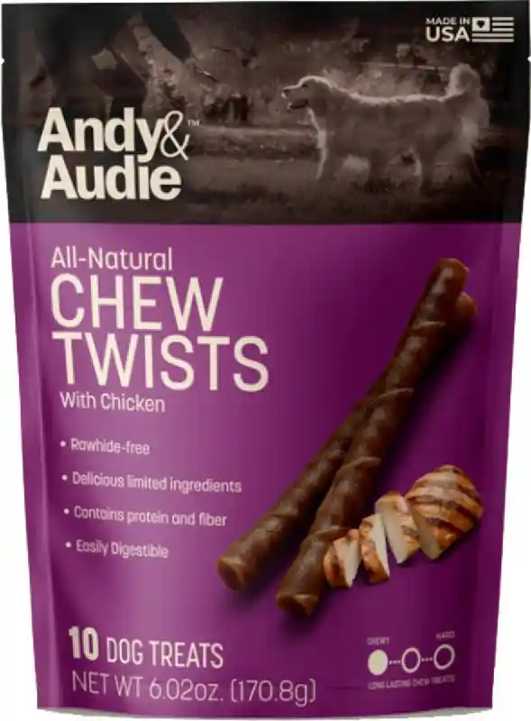 Andy & Audie Chicken Alternative Rawhide Twist 10p
