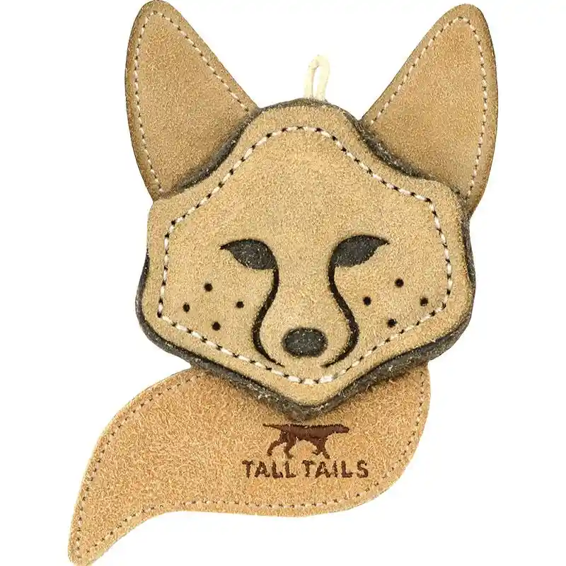 Tall Tails Dog Toy Natural Leather Scrappy Fox 4"