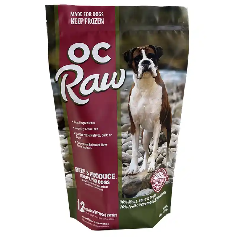 Oc Raw Dog Frozen Beef & Produce Patties 6-lbs