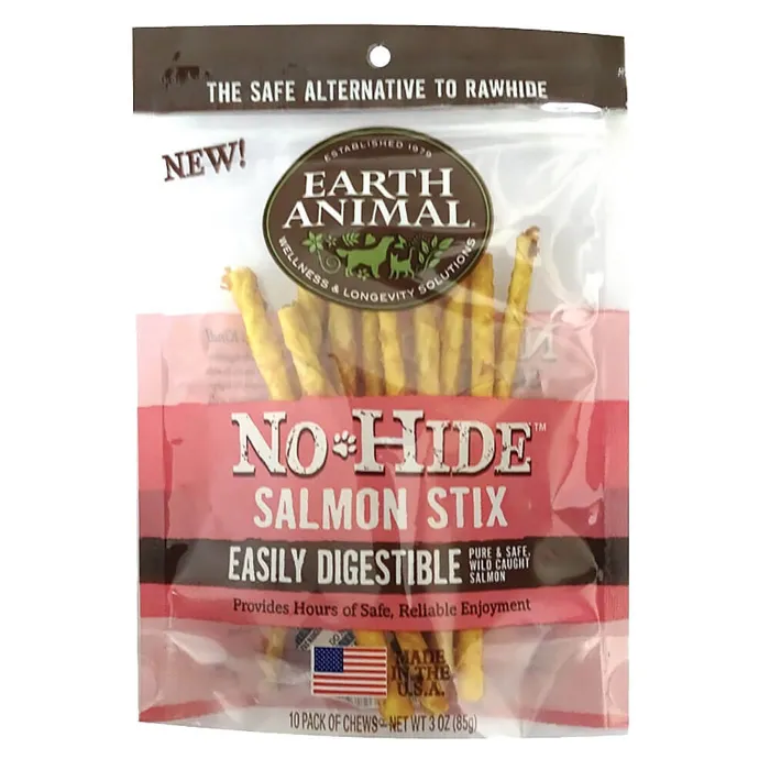 No-hide Easily Digestible Rawhide Alternative Salmon Flavor Dog Chews Small - 10-pack