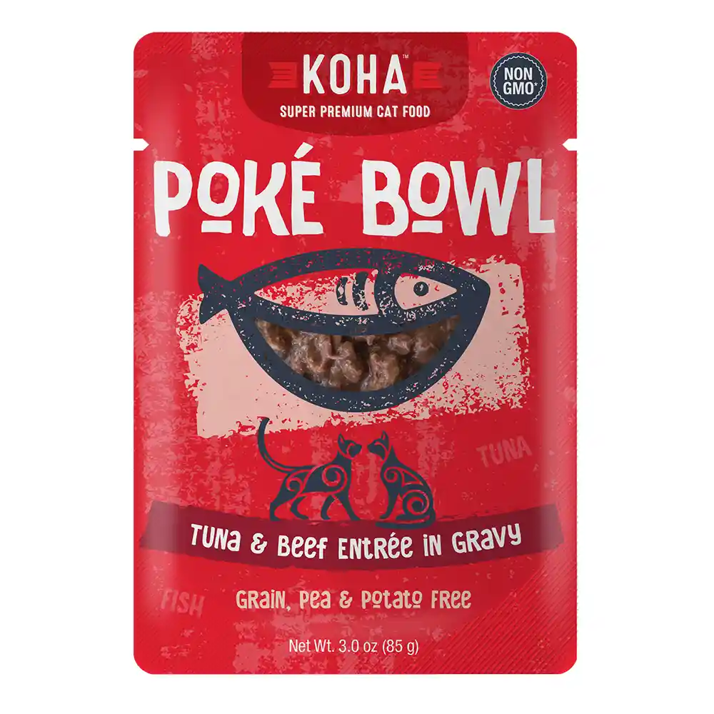 Koha Cat Poke Bowl Tuna & Beef Entrée In Gravy Wet Cat Food 3-oz