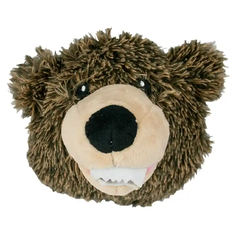 Tall Tails Dog Toy 2 In 1 Grizzly Bear Head 4"