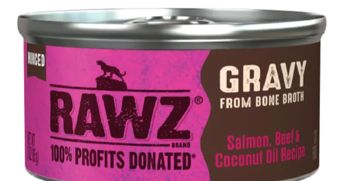 Rawz Cat Salmon Beef Coconut Oil Gravy Can 3oz 18/cs