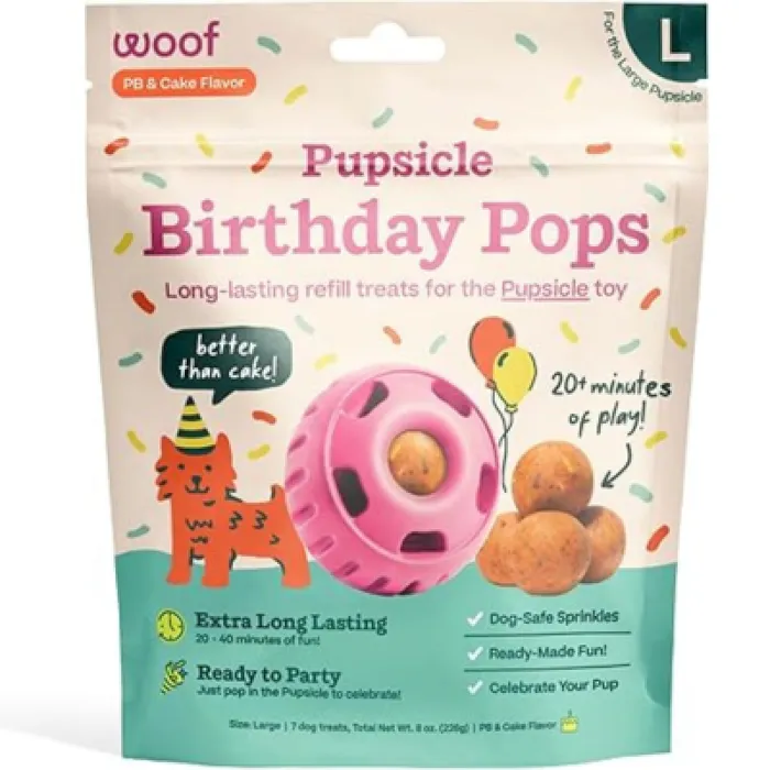 Woof Dog Treat Birthday Pops Large 8-oz