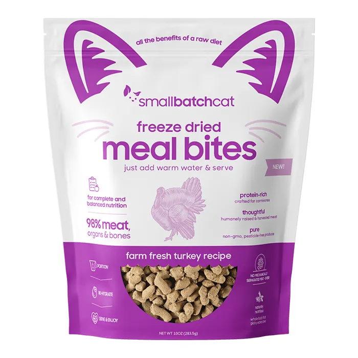 Small Batch Cat Food Fd Mealbites Turkey 10-oz