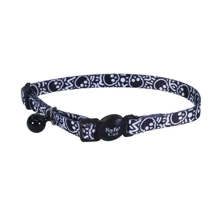 Safety Cat Collar Skulls Black