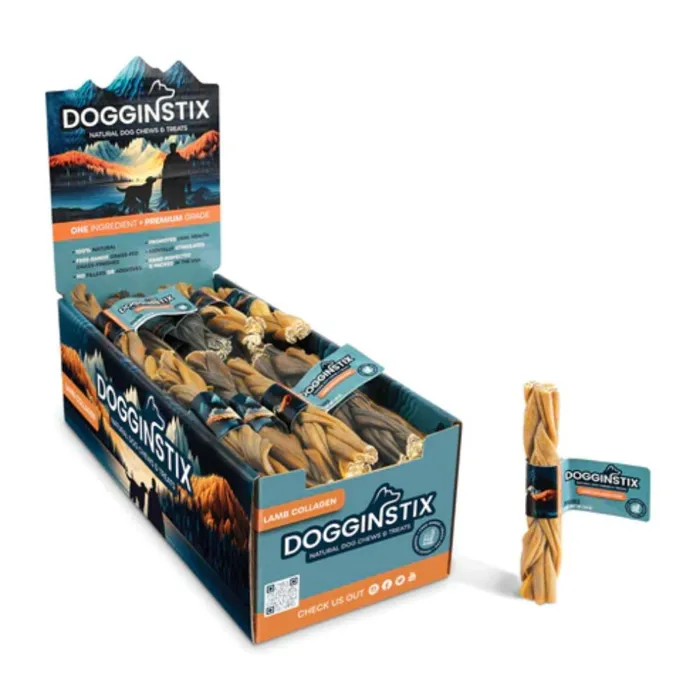 Dogginstix Braided Lamb Collagen 6"
