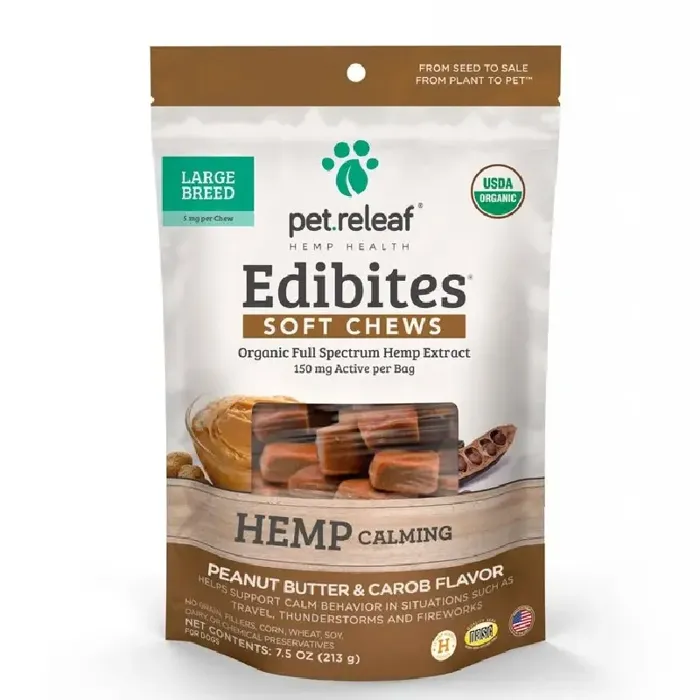 Pet Releaf Dog Daily Releaf Stress Soft Chew Peanut Butter & Carob Large 7.5 Oz