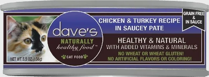 Dave's Pet Food Chicken & Turkey Recipe In Saucey Paté Wet Cat Food 5.5-oz