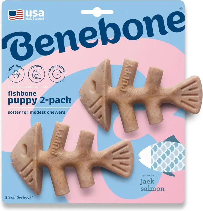 Benebone Fishbone Pup Slmn Tiny 2-pk