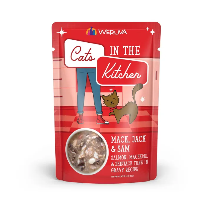 Weruva Cats In The Kitchen Mack Jack & Sam Cat Pouches Wet Cat Food 3-oz