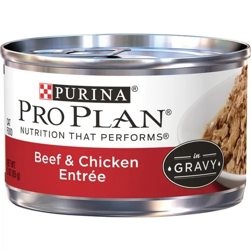 Pro Plan High Protein Cat Food Wet Gravy Beef And Chicken Entre - 3oz