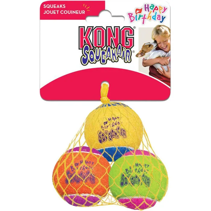 Kong Toy Tennis Ball Birthday Medium 3-pk