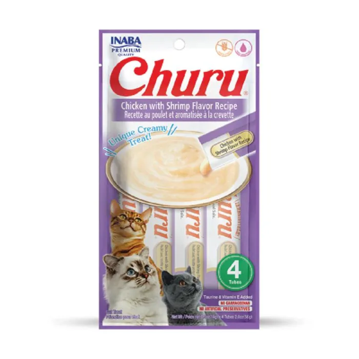 Inaba Ciao Cat Churu Purees Ckn/shrimp 2-oz