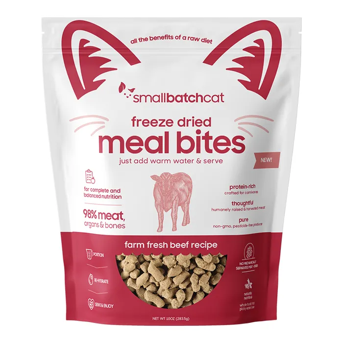 Small Batch Cat Food Fd Mealbites Beef 10-oz