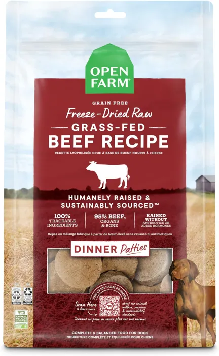 Open Farm Dog Freeze Dried Grass Fed Beef Patties 17.5 Oz