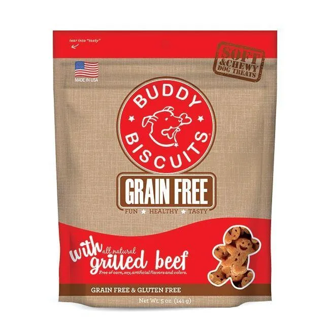 Buddy Biscuits Grain Free Soft & Chewy Grilled Beef Dog Treats 5-oz