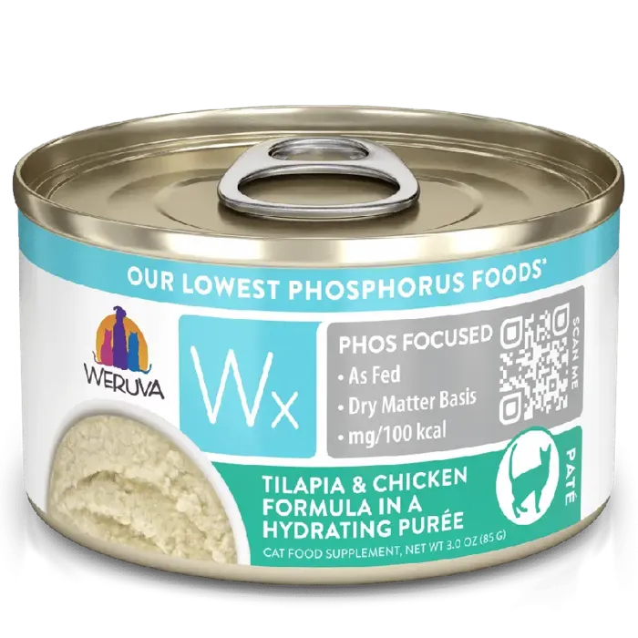 Weruva Cat Wx Low Phosphorus Grain Free Tilapia & Chicken Puree Can 3-oz