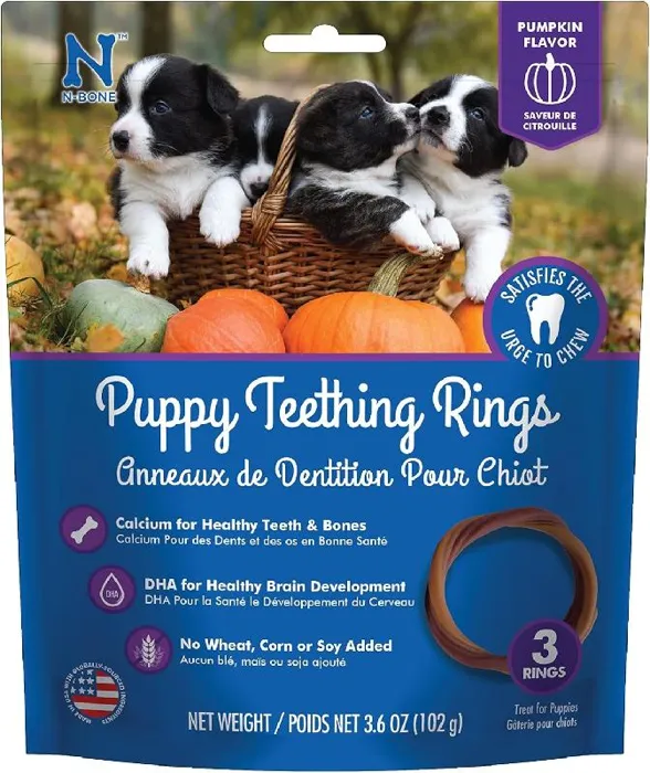 N-bone Puppy Teething Rings Pumpkin Flavor 3-ct