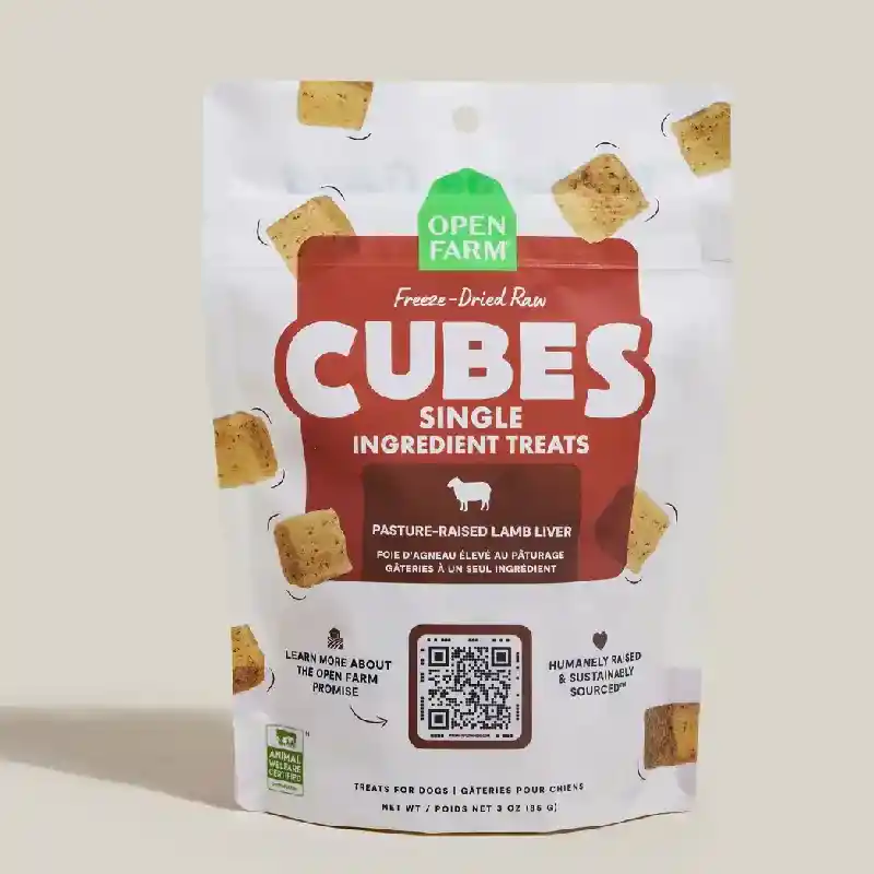 Open Farm Dog Cubes Lamb Liver Freeze Dried 3-oz