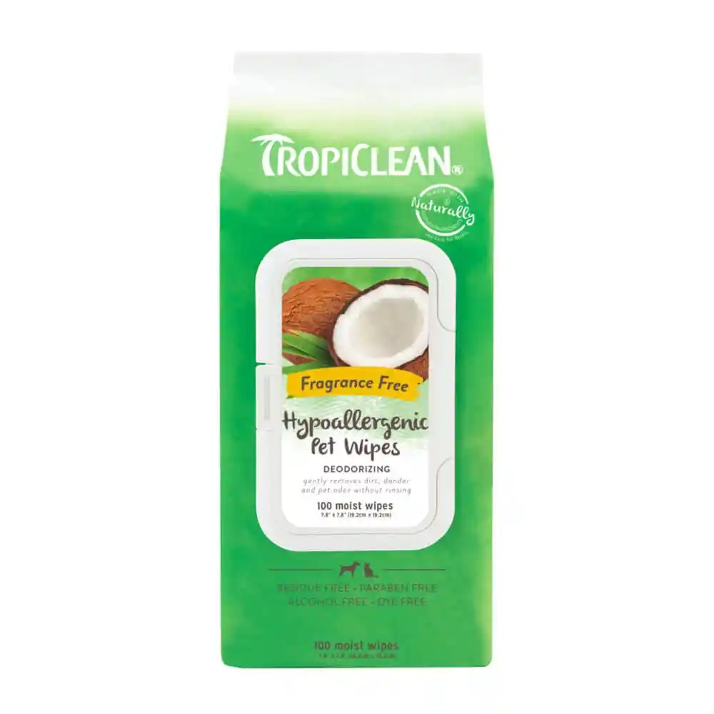 Tropiclean Hypoallergenic Deodorizing Wipes 100ct