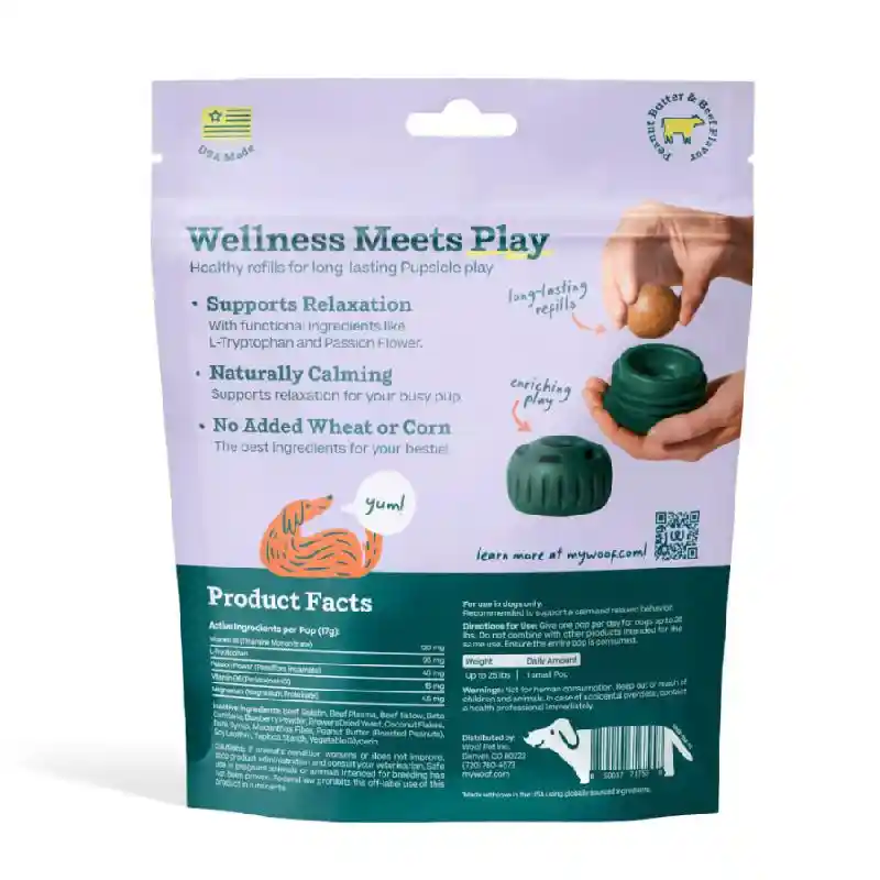 Woof Calming Pupsicle Pops Beef Grain-free Lickable Dog Treats 6-oz