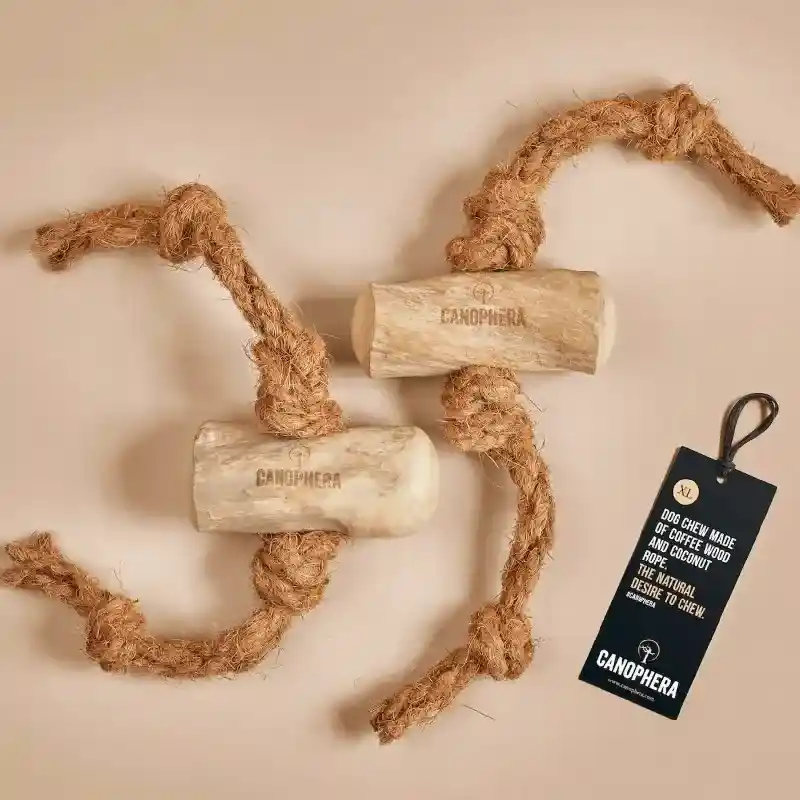 Canophera Medium Dog Coffee Wood & Coconut Rope Ch