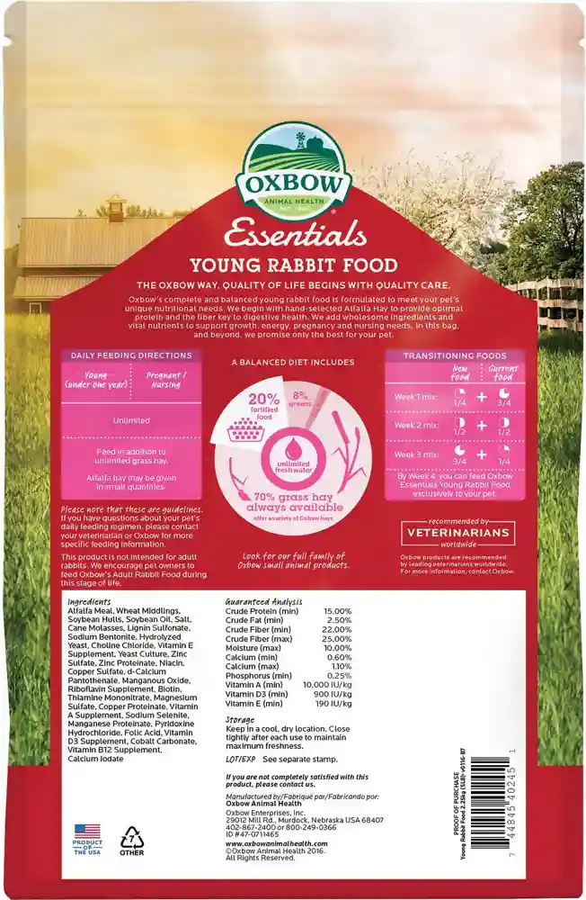 Oxbow Essentials Young Rabbit Food 5-lb