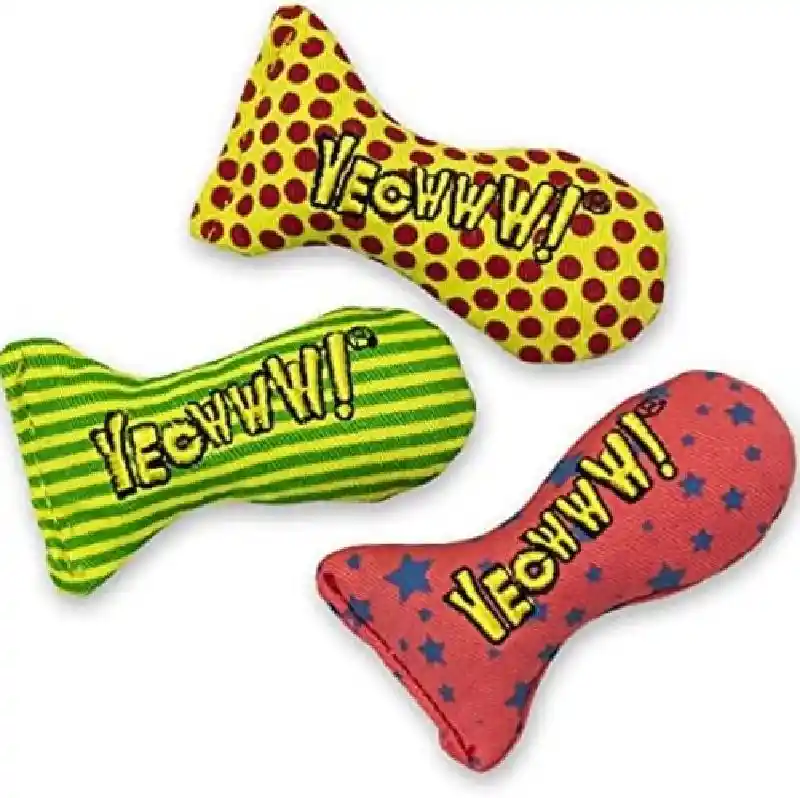 Yeowww! Stinkies Sardine Catnip Yellow Red Dots