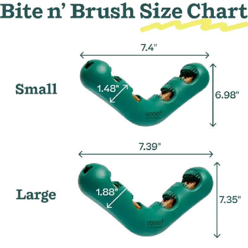 Woof Bite n' Brush Small size chart