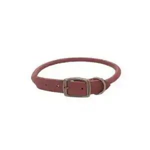 Rustic Leather Round Dog Collar Brick Red - 3/4"x1