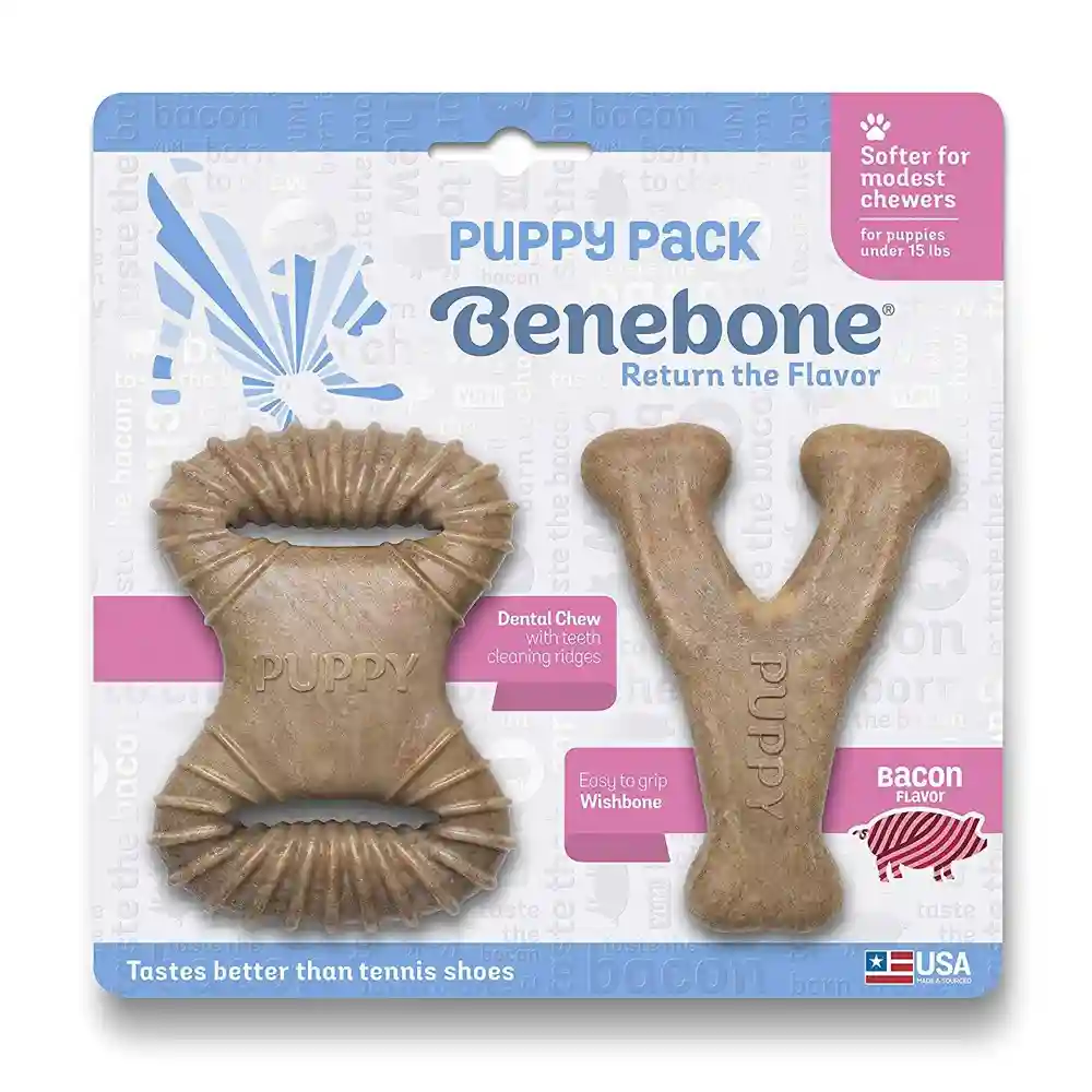 Puppy Pack Bacon Flavor Puppy Chew Toy, 2-ct