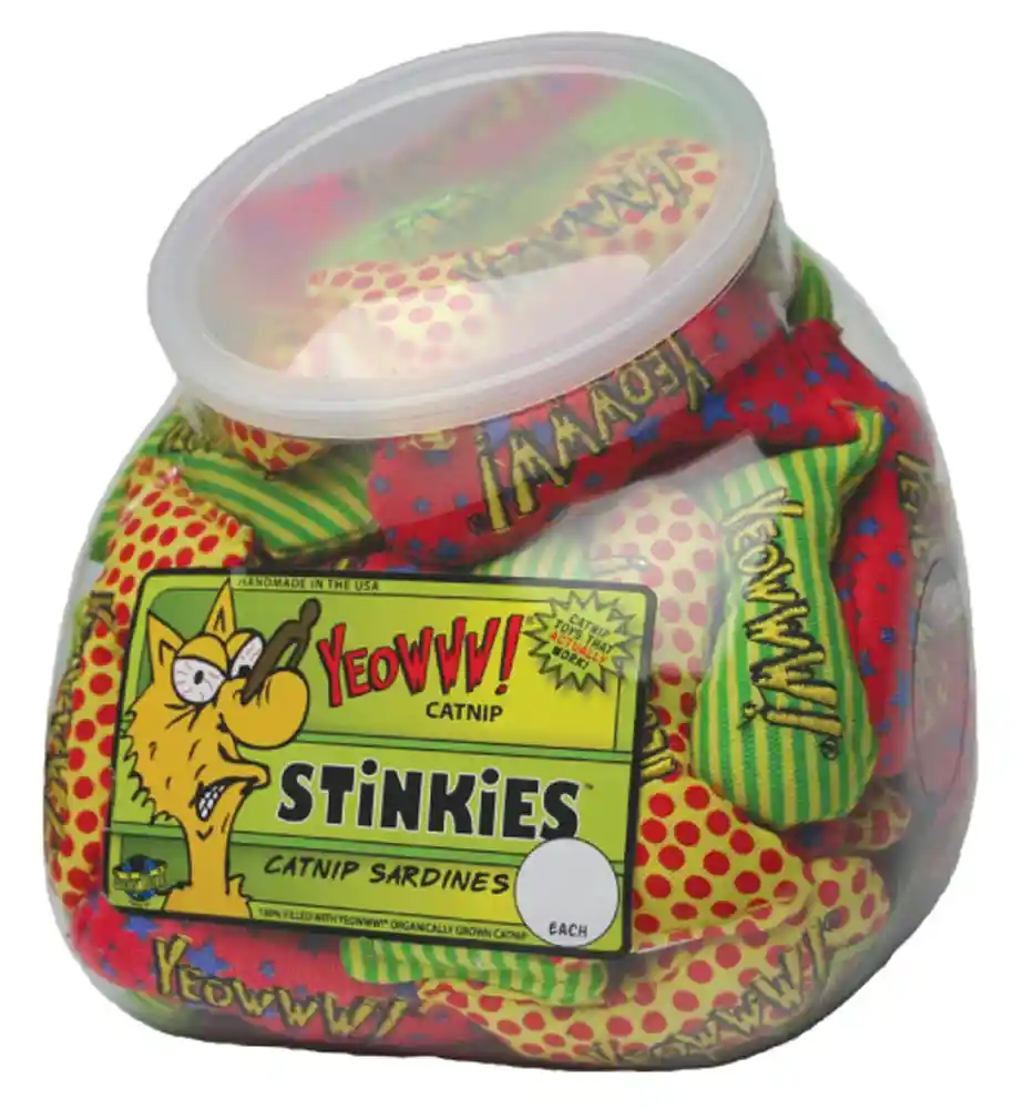 Yeowww! Stinkies Sardine Catnip Yellow Red Dots