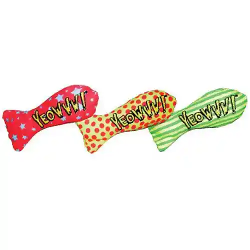 Yeowww! Stinkies Sardine Catnip Yellow Red Dots
