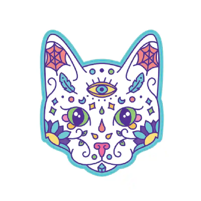 Cat Sugar Skull Sticker Small