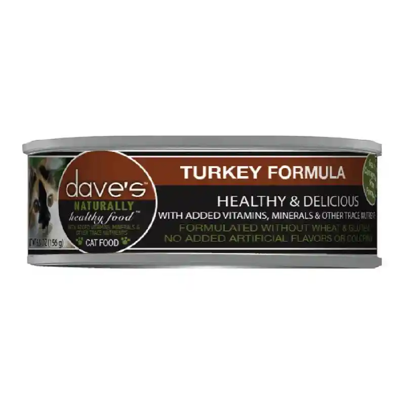 Dave's Cat Food Naturally Healthy Grain-free Turkey Formula Canned Cat Food 5.5-oz