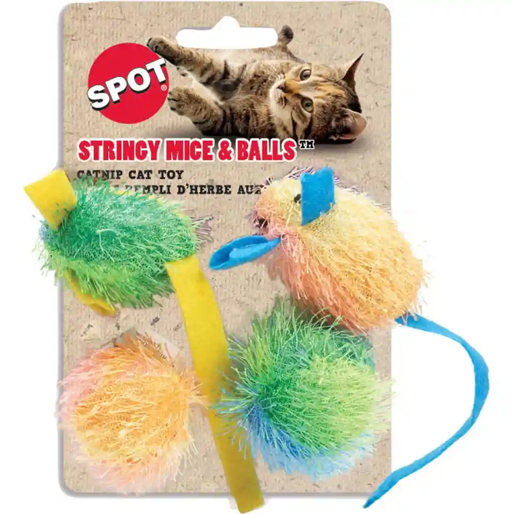 Ethical Toy Stringy Mice/catnip 4 Pk