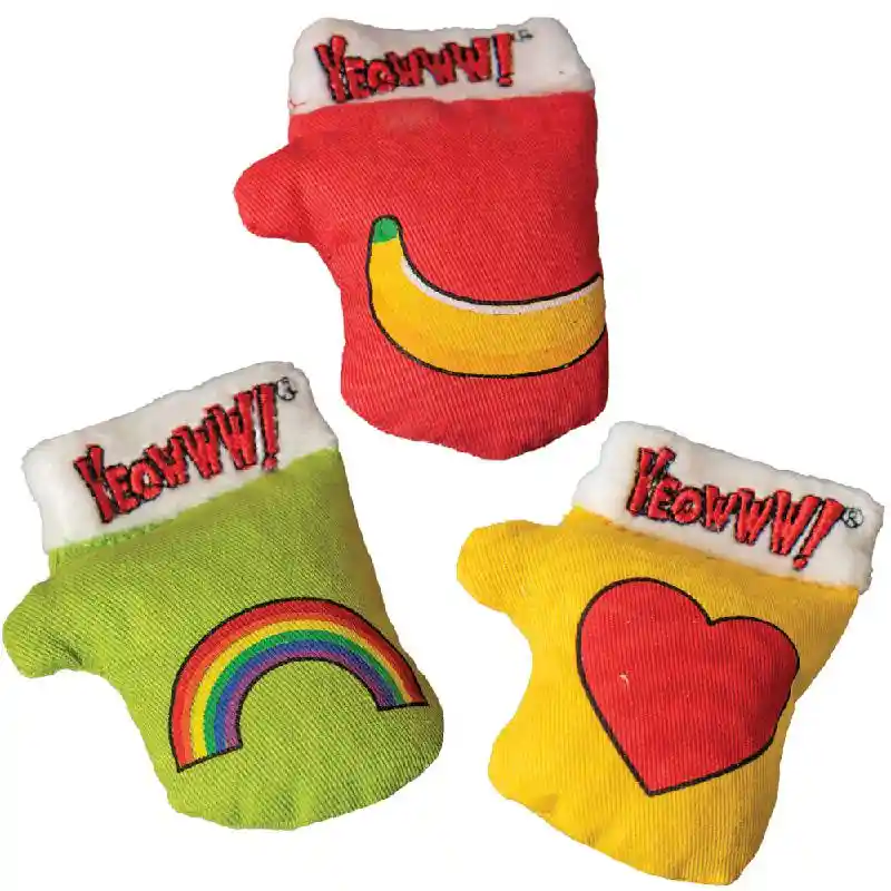 Yeowww! Catnip Cat Toy Kitten Mitten 3pk