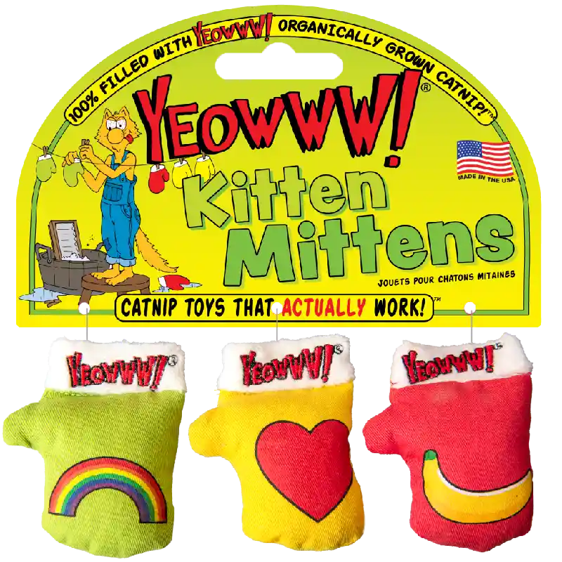 Yeowww! Catnip Cat Toy Kitten Mitten 3pk