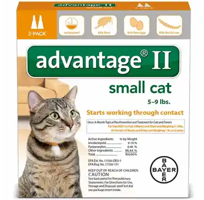 Advantage Ii Small Cat 5-9# Orange 2 Pk